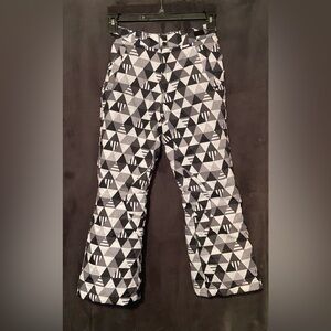 Athletech Girl’s Size L (10/12) Black and White Geometric Snow Pants